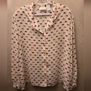 Vintage Liz Claiborne Nautical Flag Blouse ⚓ 90s Preppy Sailing